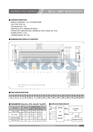 JHD609-242C datasheet - 24X2 CHARACTERS