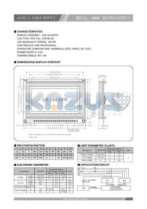 JHD613-12864 datasheet - 128X64 DOTS