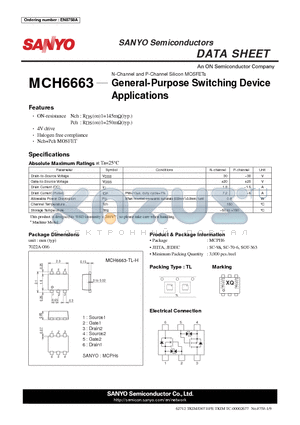 MCH6663_12 datasheet - General-Purpose Switching Device Applications