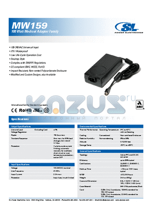 MW159 datasheet - 100 Watt Medical Adapter Family