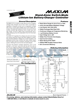 MAX1737 datasheet - Stand-Alone Switch-Mode Lithium-Ion Battery-Charger Controller