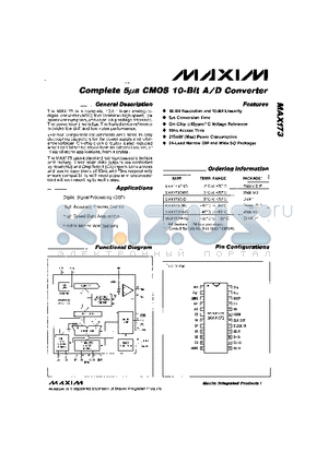 MAX173C/D datasheet - Complete 5us CMOS 10-Bit A/D Converter