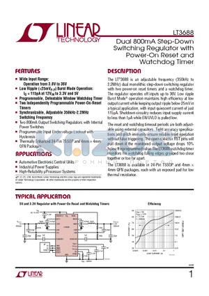 LT3688EUFPBF datasheet - Dual 800mA Step-Down Switching Regulator with Power-On Reset
