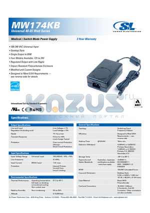 MW174KB12XX datasheet - Medical / Switch Mode Power Supply