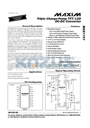MAX1747 datasheet - Triple Charge-Pump TFT LCD DC-DC Converter