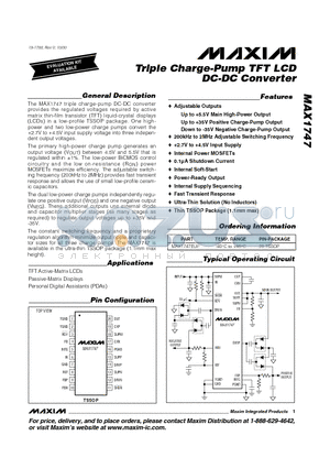 MAX1747EUP datasheet - Triple Charge-Pump TFT LCD DC-DC Converter