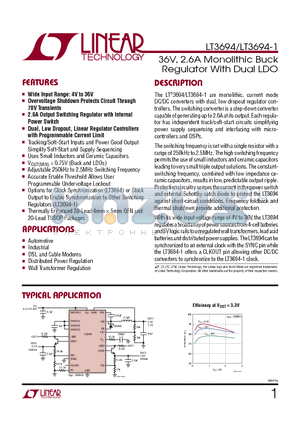 LT3694 datasheet - 36V, 2.6A Monolithic Buck Regulator With Dual LDO