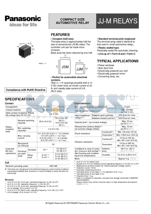 JJ-M datasheet - COMPACT SIZE AUTOMOTIVE RELAY