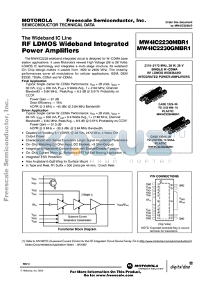 MW4IC2230MBR1 datasheet - RF LDMOS Wideband Integrated Power Amplifiers