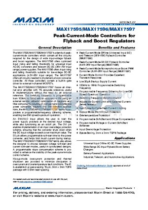 MAX17597 datasheet - Peak-Current-Mode Controllers for Flyback and Boost Regulators