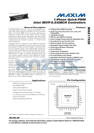 MAX17528GTJ+ datasheet - 1-Phase Quick-PWM Intel IMVP-6.5/GMCH Controllers