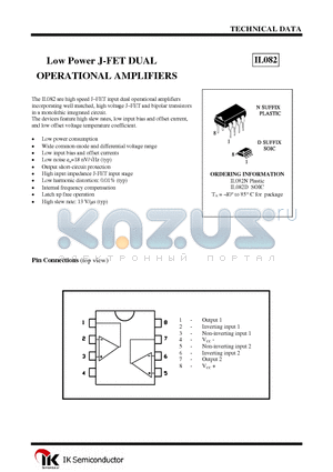 IL082 datasheet - Low Power J-FET DUAL OPERATIONAL AMPLIFIERS
