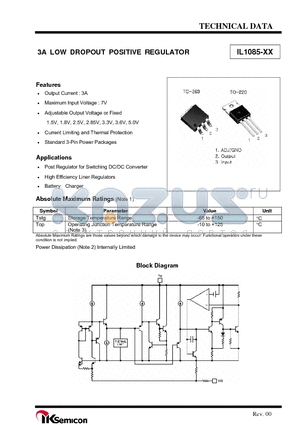 IL1085-XX datasheet - 3A LOW DROPOUT POSITIVE REGULATOR