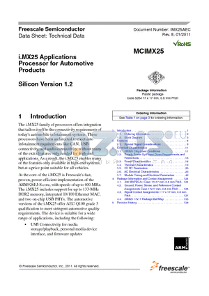 MCIMX25_11 datasheet - i.MX25 Applications Processor for Automotive Products