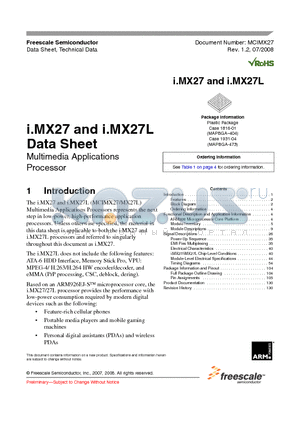 MCIMX27 datasheet - Multimedia Applications Processor