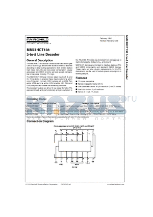 MM74HCT138N datasheet - 3-to-8 Line Decoder