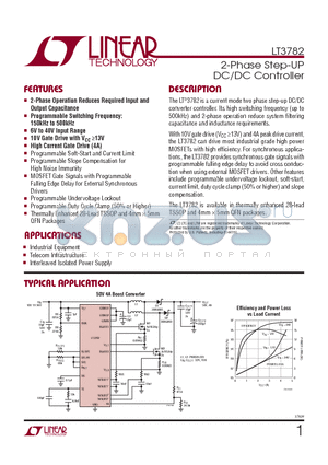 LT3782 datasheet - 2-Phase Step-UP DC/DC Controller