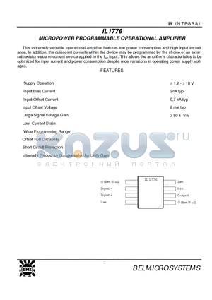 IL1776 datasheet - MICROPOWER PROGRAMMABLE OPERATIONAL AMPLIFIER