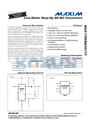 MAX1790EUA datasheet - Low-Noise Step-Up DC-DC Converters