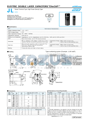 JJLOE158MSE datasheet - ELECTRIC DOUBLE LAYER CAPACITORS