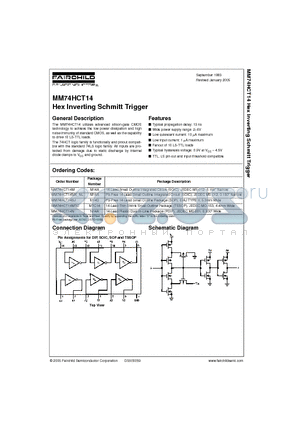 MM74HCT14MX-NL datasheet - Hex Inverting Schmitt Trigger