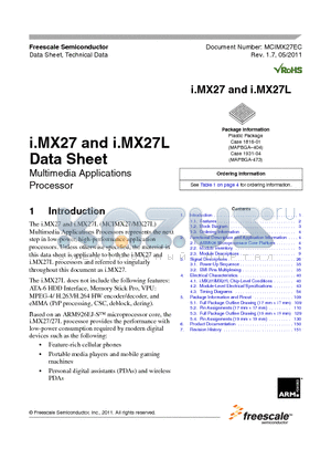 MCIMX27MJP4A datasheet - Multimedia Applications Processor Multiple clock and power domains
