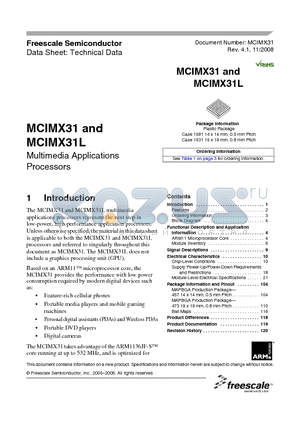 MCIMX31LCVKN5C datasheet - Multimedia Applications Processors