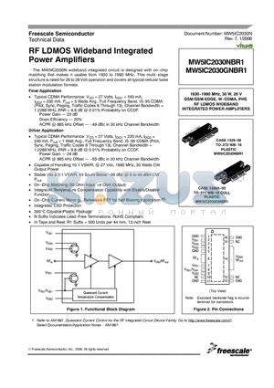 MW5IC2030GNBR1 datasheet - RF LDMOS Wideband Integrated Power Amplifiers