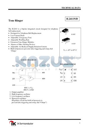 IL2411 datasheet - Tone Ringer