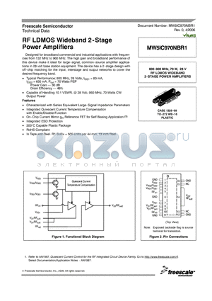 MW5IC970NBR1 datasheet - RF LDMOS Wideband 2-Stage Power Amplifiers