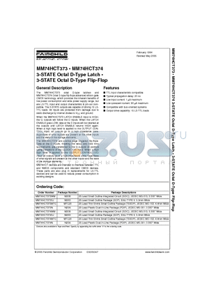 MM74HCT373N datasheet - 3-STATE Octal D-Type Latch 3-STATE Octal D-Type Flip-Flop