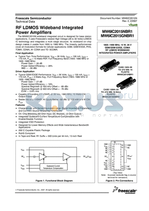 MW6IC2015GNBR1 datasheet - RF LDMOS Wideband Integrated Power Amplifiers