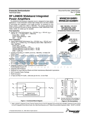 MW6IC2015GNBR1 datasheet - RF LDMOS Wideband Integrated Power Amplifiers