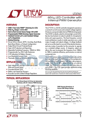 LT3956 datasheet - 60VIN LED Controller with Internal PWM Generator