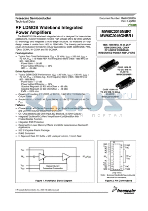 MW6IC2015NBR1 datasheet - RF LDMOS Wideband Integrated Power Amplifiers