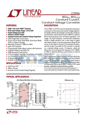 LT3956IUHE-PBF datasheet - 80VIN, 80VOUT Constant-Current, Constant-Voltage Converter