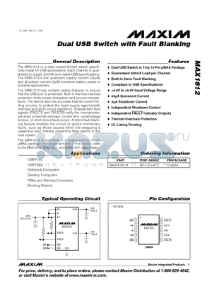 MAX1812EUB datasheet - Dual USB Switch with Fault Blanking