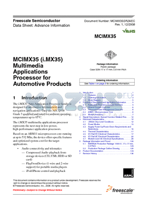 MCIMX351AVM4B datasheet - Multimedia Applications Processor for Automotive Products