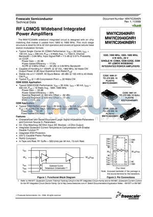 MW7IC2040GNR1 datasheet - RF LDMOS Wideband Integrated Power Amplifiers