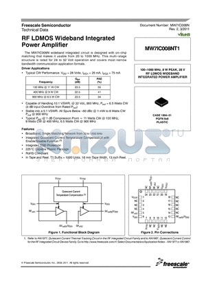 MW7IC008NT1_11 datasheet - RF LDMOS Wideband Integrated Power Amplifier Stable into a 5:1 VSWR. All Spurs Below --60 dBc