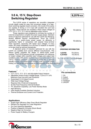 IL2576-15D2 datasheet - 3.0 A, 15 V, Step-Down Switching Regulator