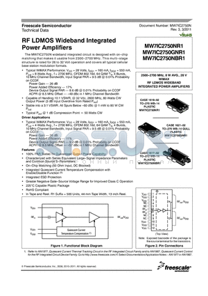 MW7IC2750GNR1 datasheet - RF LDMOS Wideband Integrated Power Amplifier Capable of Handling 10:1 VSWR