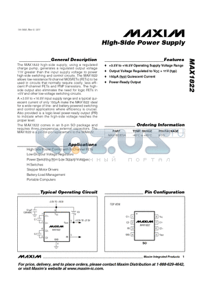 MAX1822 datasheet - High-Side Power Supply