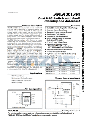 MAX1823EUB datasheet - Dual USB Switch with Fault Blanking and Autoreset