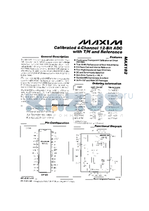 MAX182BEPI datasheet - Calivrated 4-Channel 12-Bit ADC with T/H and Refernce