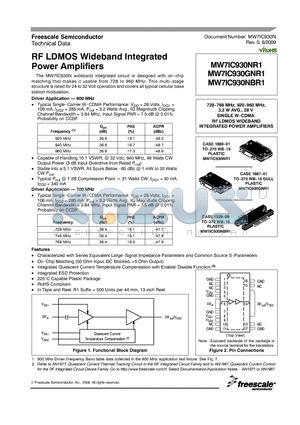 MW7IC930NBR1 datasheet - RF LDMOS Wideband Integrated Power Amplifiers