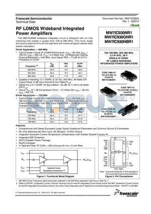 MW7IC930NR1_10 datasheet - RF LDMOS Wideband Integrated Power Amplifiers