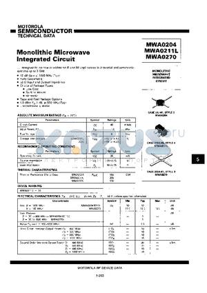 MWA0204 datasheet - MONOLITHIC MICROWAVE INTEGRATED CIRCUIT