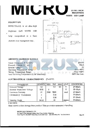 MWB51TA-4U datasheet - ULTRA HIGH BRIGHTNESS WHITE LED LAMP