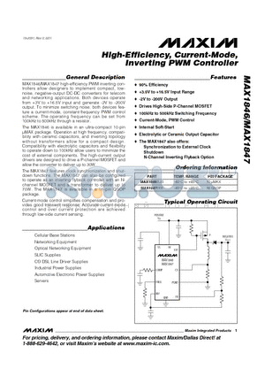 MAX1846 datasheet - High-Efficiency, Current-Mode, Inverting PWM Controller